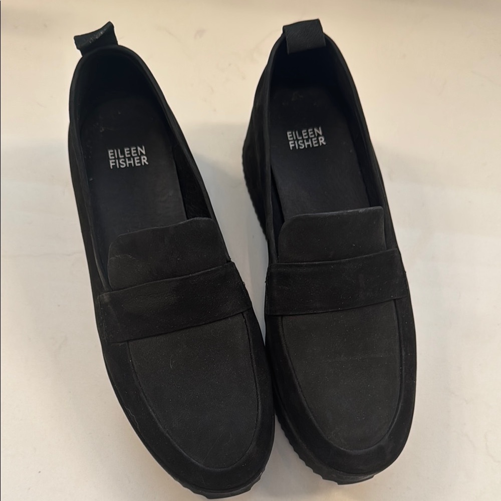 Eileen Fisher Black Slip-On Loafers